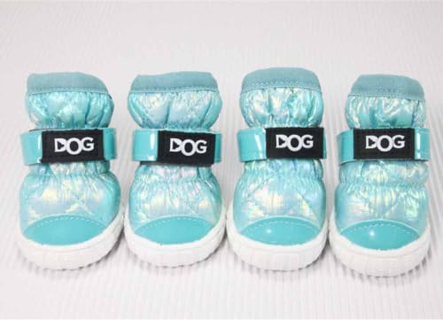 feiling Hundeschuhe Haustier Schuhe Gummi Regenschuhe Anti-Rutsch Outdoor Pfotenschutz 4-er für Kleine und Mittlere Hunde Stiefel (blau, 1#) von feiling