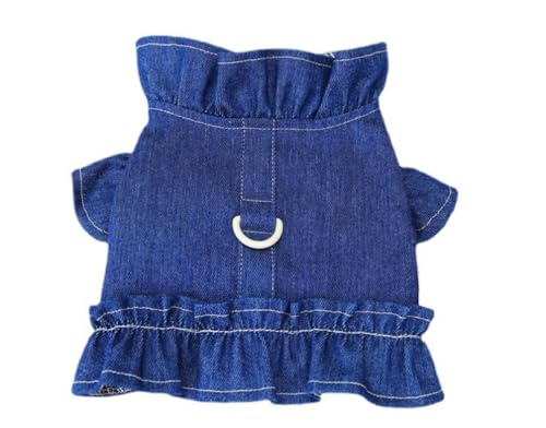 feiling Hundeweste mit Metallhake Denim Hundemantel Hundejacke Outfit Haustier Kleidung für Welpen,Kleine Hunde, Katzen Jeans Weste (blau, S) von feiling