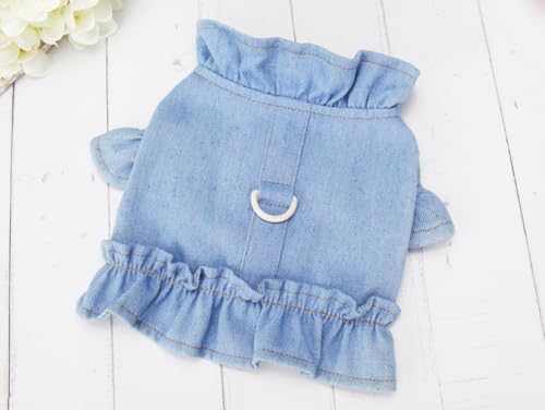feiling Hundeweste mit Metallhake Denim Hundemantel Hundejacke Outfit Haustier Kleidung für Welpen,Kleine Hunde, Katzen Jeans Weste (hellblau, S) von feiling