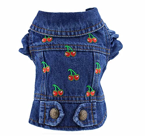 feiling Jeans Hundejacke Vintage Blau Hundeweste Denim-Jacke Haustier Bekleidung Hundemantel für Welpen Kleine Mittelgroße Hunde (XS) von feiling