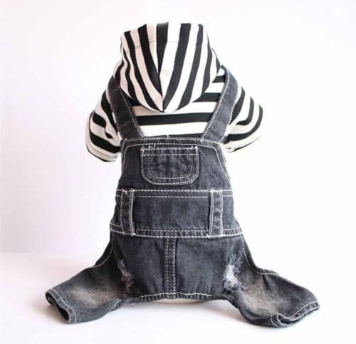 feiling Jeans Hundeshirt für Kleine Hunde Welpen Bekleidung Vier-Beine Overall Haustier Latzhose Hundekostüm (L) von feiling