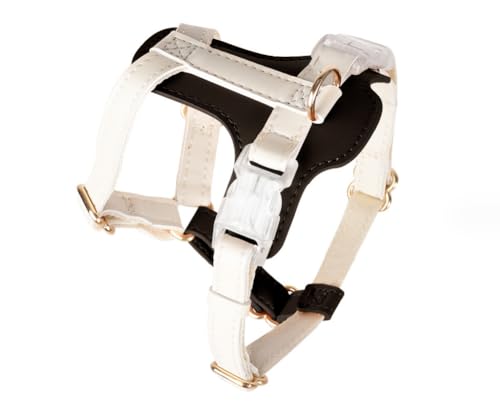 feiling Katzengeschirr Wasserfest Kleine Hunde Geschirr Leder Verstellbar Welpen Brustgeschirr Ledergeschirr Leichtgewicht One Size Brustumfang 32cm-50cm (schwarz) von feiling