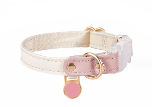 feiling Katzenhalsband Leder Halsband Patchwork Haustier Halskette Verstellbares Hundehalsband 20cm-30cm One Size für Katzen und Kleine Hunde (pink) von feiling