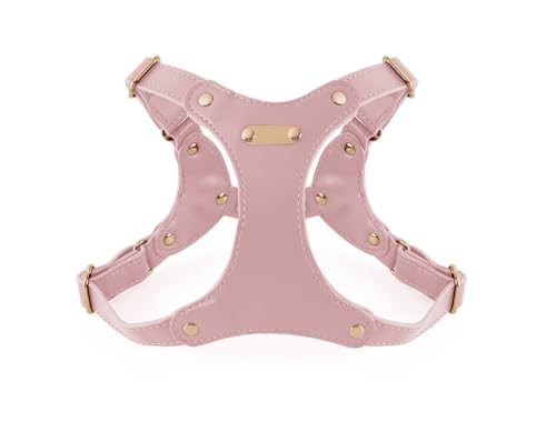 feiling Leder Hundegeschirr Wasserfest Brustgeschirr Haustier Ledergeschirr Verstellbar Katzengeschirr Weichem für Kleine und Mittelgroß Hunde (pink, M) von feiling
