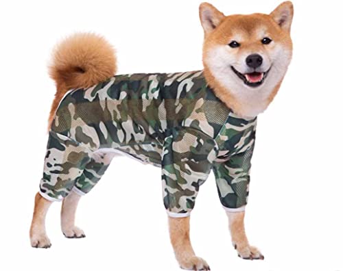 feiling Mesh Hundeshirt 4-Beine Pullover Atmungsaktiv T-Shirt für Mittlere und Große Hunde Bekleidung Hundekostüm Sommer Hundemantel (grün, 8XL) von feiling