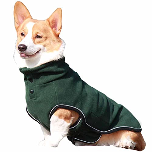 feiling Outdoor Fleece Jacke für Kleine Mittlere und Große Hunde Sport Gilet Winter Herbst Thermal Coat Weste Haustier Bekleidung Bequeme Hundemantel Pullover (M, Grün) von feiling