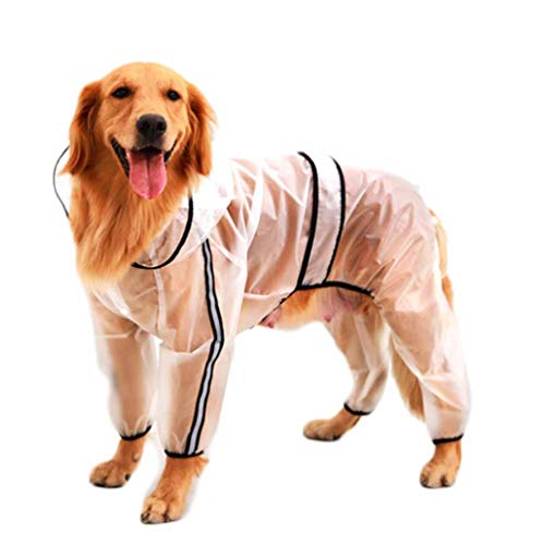feiling Transparenten Hunderegenmantel für Kleine Mittelgroße und Grosse Hund wasserdichte 4-Beine Regensjacke Haustier Bekleidung Regenmantel (5XL) von feiling