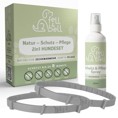 fell&bell Zeckenhalsband SPARSET Mit 60 ml Kokos-Pflegespray – Natürliche Öle Gegen Ungeziefer – 2 Hundehalsbänder – Bis 8 Monate Schutz – Flohhalsband - Wasserfest – 2Stk. GRAUE Flohhalsbänder fell&bell Zeckenhalsband SPARSET Mit 60 ml Kokos-Pflegespray – Natürliche Öle Gegen Ungeziefer – 2 Hundehalsbänder – Bis 8 Monate Schutz – Flohhalsband - Wasserfest – 2Stk. GRAUE Flohhalsbänder von fell&bell