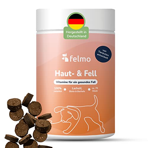 FELMO Haut- & Fell-Snacks für Hunde - zur Förderung von glänzendem Fell und gesunder Haut - Mit Lachsöl, Omega-3-Fettsäuren, Bierhefe und Biotin - Getreide- und zuckerfrei von felmo