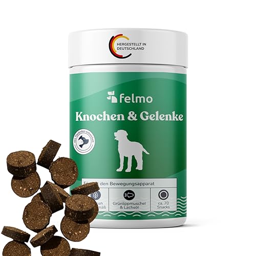 FELMO Knochen- und Gelenk-Snacks mit ca. 70 Leckerlis mit Grünlippmuschel, Glucosamin und Bierhefe für die Stärkung des Bewegungsapparates deines Hundes - Getreide- und zuckerfrei von felmo