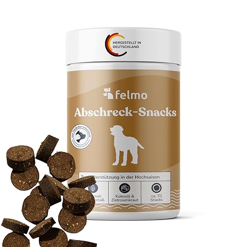 FELMO Natürlicher Abschreck-Snack für Hunde - ca. 70 Leckerlis für die Hochsaison mit natürlichen Duftstoffen wie Schwarzkümmel- und Kokosöl - 100% natürliche Inhaltsstoffe - Getreide- und zuckerfrei von felmo