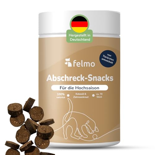 FELMO Natürlicher Abschreck-Snack für Hunde - ca. 70 Leckerlis für die Hochsaison mit natürlichen Duftstoffen wie Schwarzkümmel- und Kokosöl - 100% natürliche Inhaltsstoffe - Getreide- und zuckerfrei von felmo