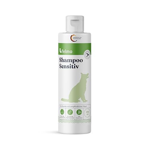 Felmo Hundeshampoo Sensitiv (250ml) – Sanftes und pH-neutrales Shampoo speziell für Hunde – Frei von Duftstoffen und Parabenen – Kann entzündungshemmend und beruhigend wirken – Für empfindliche Haut von felmo