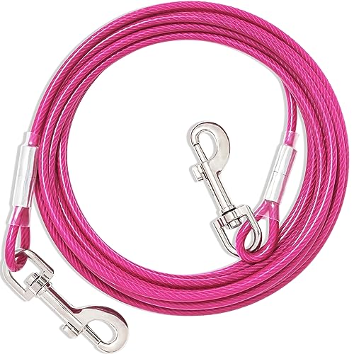Rose Dog Tie Out Cable Leash,3/6/9/15m Dog Runner for Yard Steel Wire Dog Cable with Durable Superior Clips Dog Chains for Outside Dog Lead for Small Large Dogs(15m) von fengco
