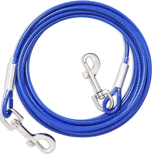 Tie Out Leinen Für Hunde,3/6/9/15m,Tie Out Cables Für Hunde Hofleine,Hofleine Für mittlere bis große Hunde(Blau,9m) von fengco