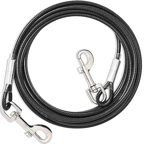 Tie Out Leinen Für Hunde,3/6/9/15m,Tie Out Cables Für Hunde Hofleine,Hofleine Für mittlere bis große (Schwarz,6m) von fengco