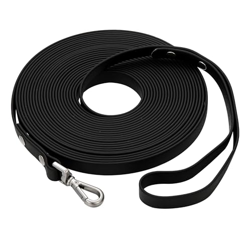 Wasserdichte lange Hundetrainingsleine, 1,8 m, für den Außenbereich, PVC, ideal für große, mittelgroße und kleine Hunde, Trainingsleine, Strand, Hof, Spielen, Camping (schwarz) von fengco
