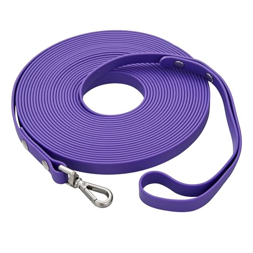 Wasserdichte lange Hundetrainingsleine, 1,8 m, für den Außenbereich, PVC, ideal für große, mittelgroße und kleine Hunde, Trainingsleine, Strand, Hof, Spielen, Camping (violett) von fengco