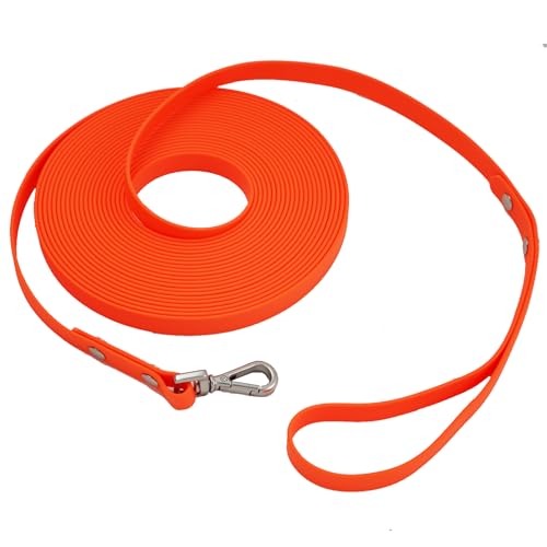 Wasserdichte lange Hundetrainingsleine, 15,2 m, für den Außenbereich, PVC, ideal für große, mittelgroße und kleine Hunde, Trainingsleine, Strand, Hof, Spielen, Camping (Orange von fengco