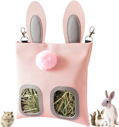 feniola Kaninchen Heu Feeder Bag - Niedliche hängende Heu Feeder für Kaninchen, Meerschweinchen, Hamster (Heu Feeder) von feniola