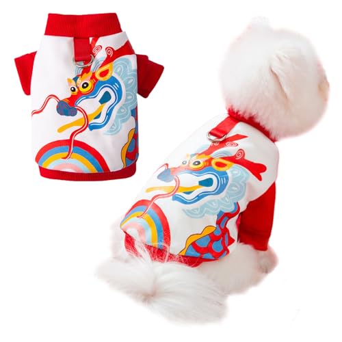 feveo Chinesisches Drachenhundekostüm,Neujahrs-Hundekleidung | Gemütliches, Bezauberndes, atmungsaktives, elastisches, handgefertigtes chinesisches Drachen-Hundekostüm für kleine, mittelgroße von feveo