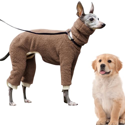 feveo Rollkragen-Pyjama für Hunde - Haustier-Winterweste | 4 Beine, vollständig bedeckt, hoher Kragen, dehnbar, verdickend, elastisch, Ganzkörper-Hundemantel für Labrador, Golden Retriever von feveo