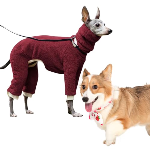 feveo Rollkragen-Pyjama für Hunde | Winter-Hundejacke - Dehnbarer Rollkragen-Einteiler für Hunde mit 4 Beinen, vollständig bedeckt, elastisch, hoher Kragen, einfarbig, für kleine, mittelgroße von feveo
