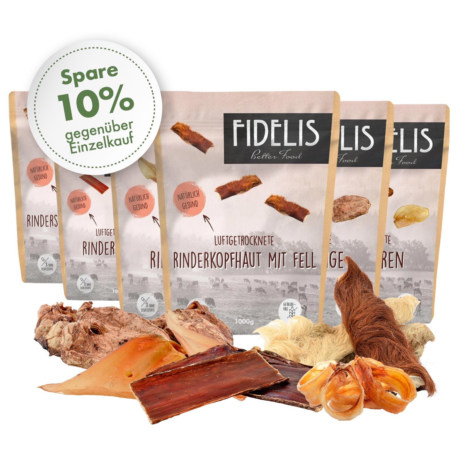 Beef Bundle (6 Naturkausnacks) von fidelis.dog