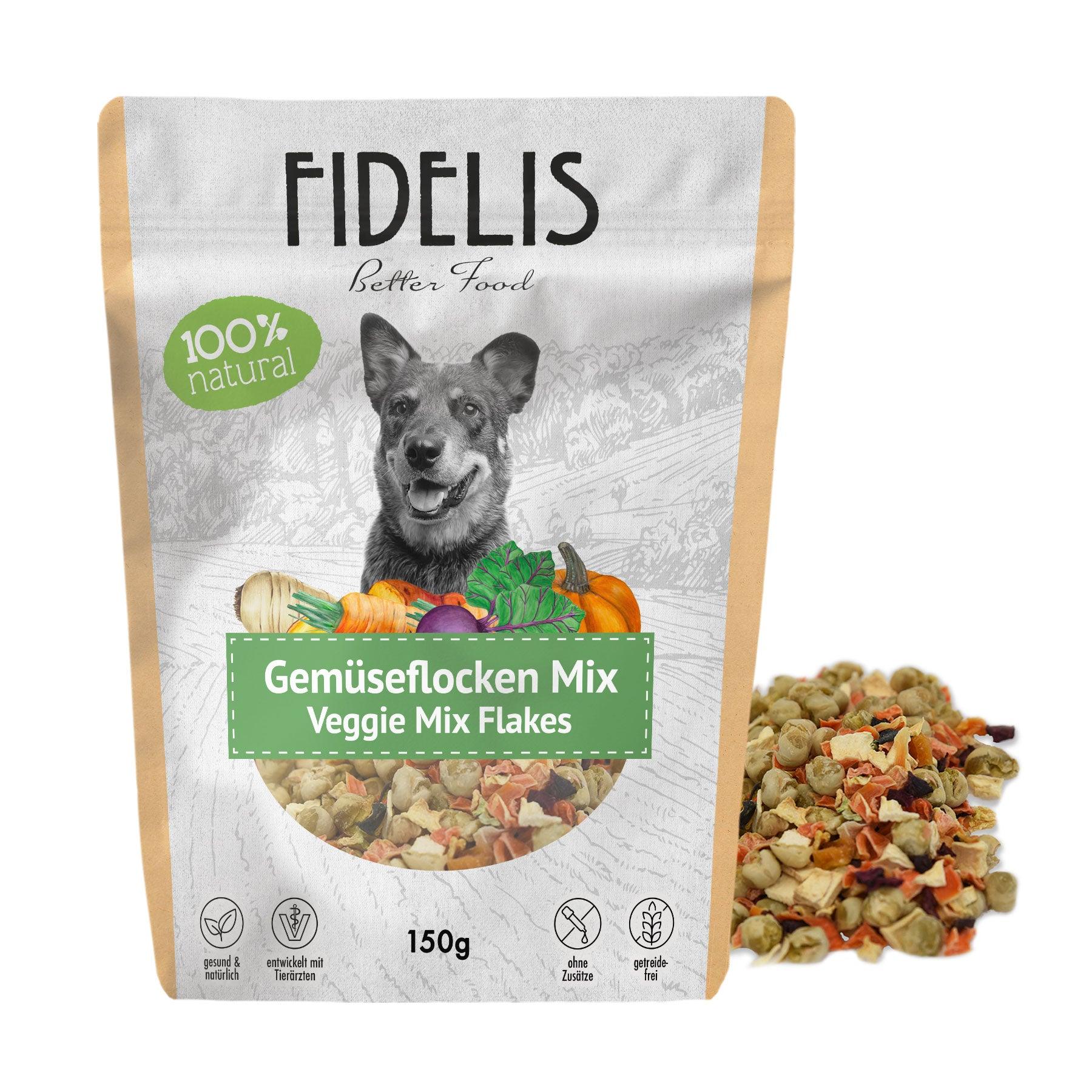 Gemüsemix Flocken (150g) von fidelis.dog