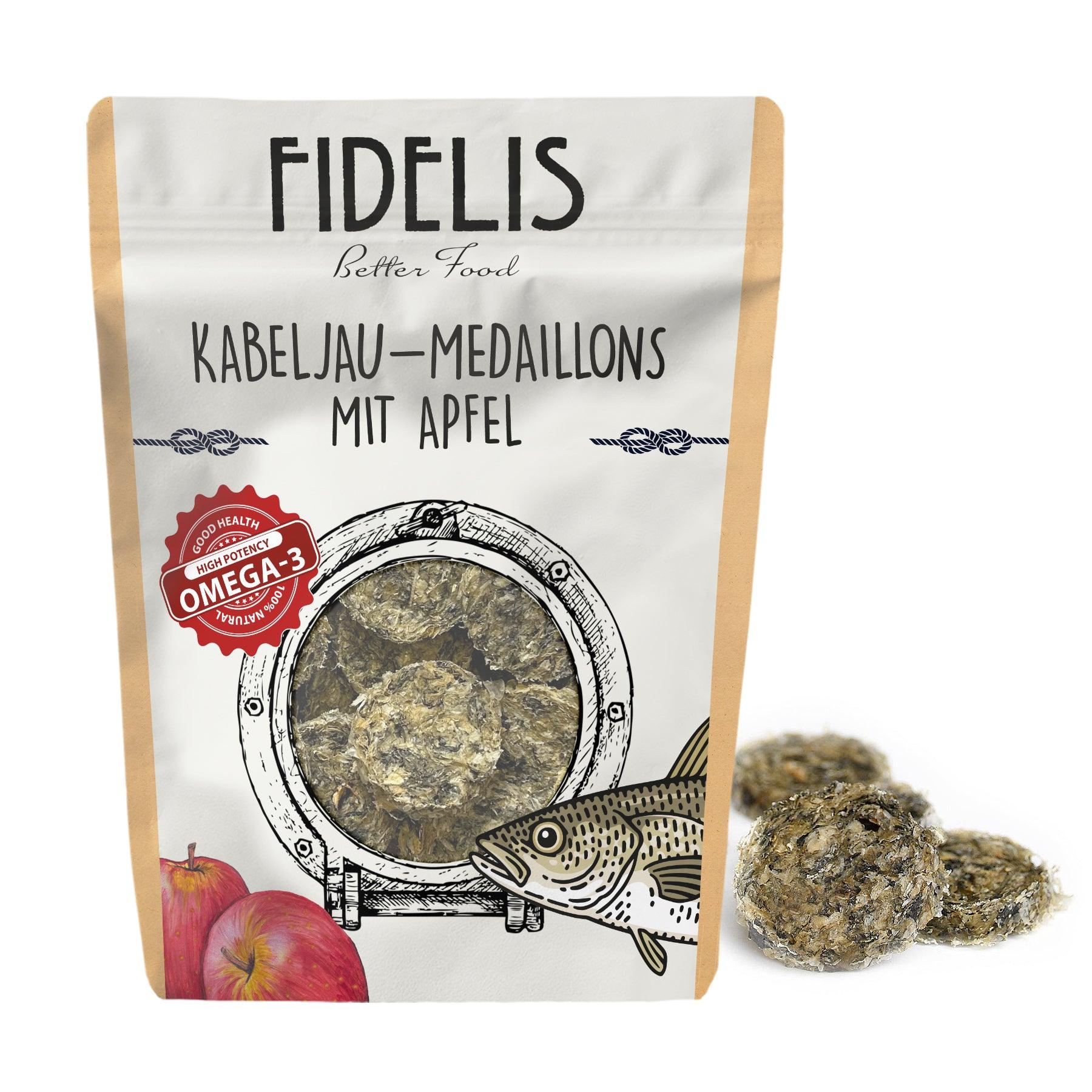 *Kabeljau Medaillons mit Apfel 100g von fidelis.dog
