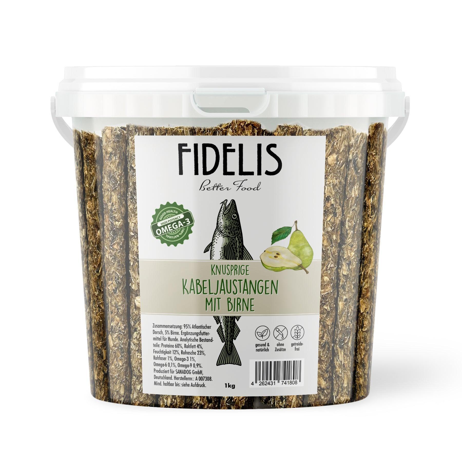*Kabeljaustangen mit Birne (1kg-Eimer) von fidelis.dog
