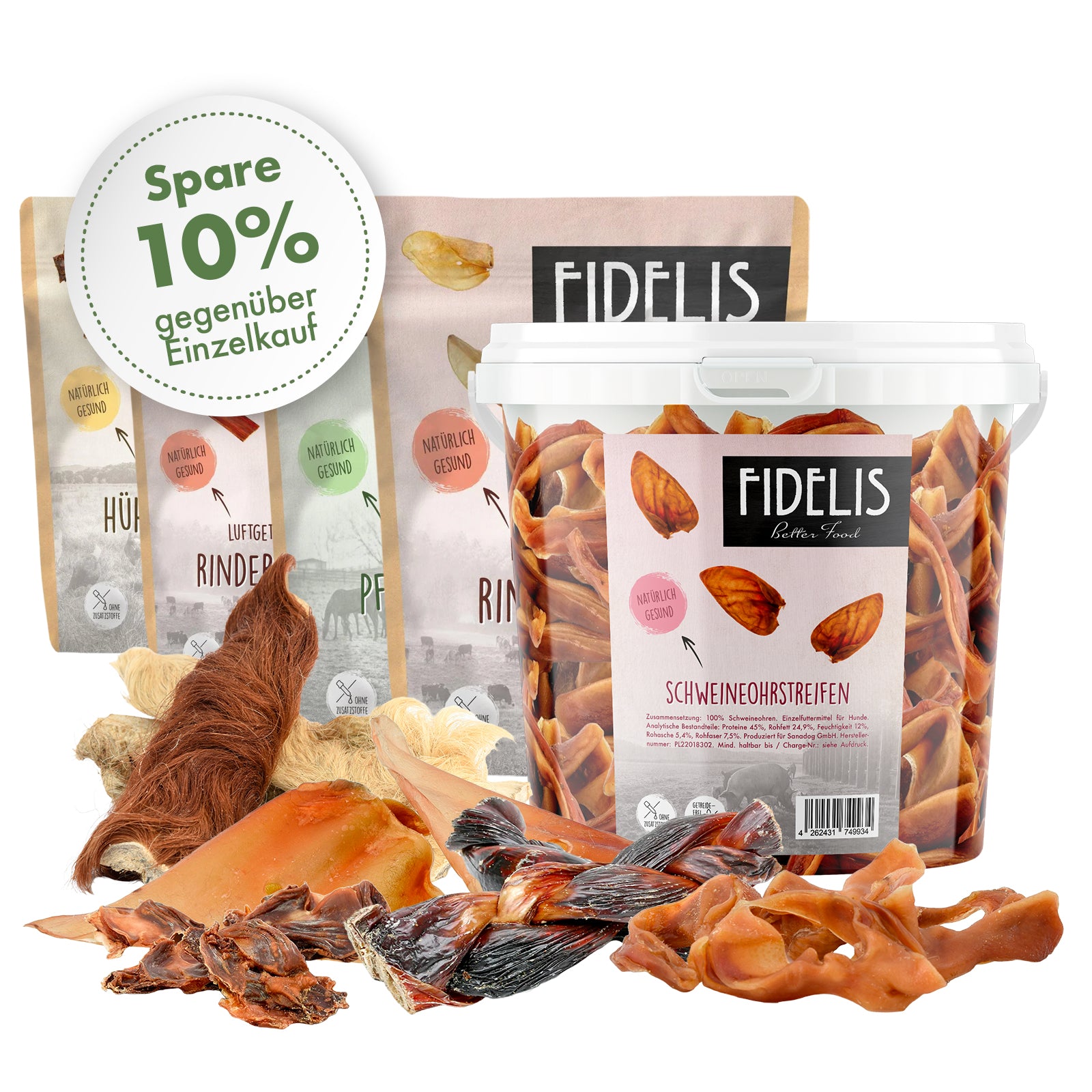 Naturkausnacks Bundle Large (5 Naturkausnacks) von fidelis.dog