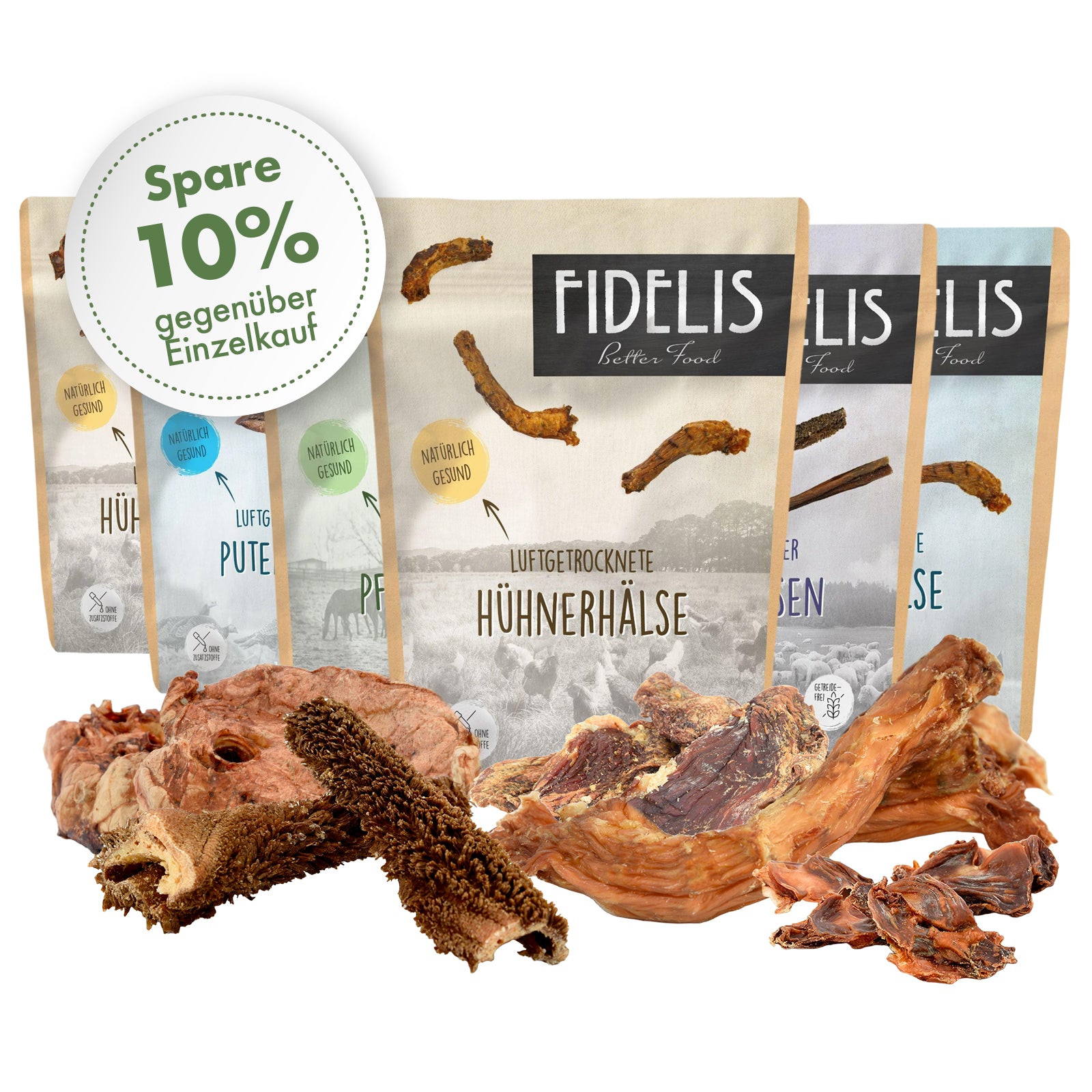 Naturkausnacks Bundle Small (6 x 250g) von fidelis.dog