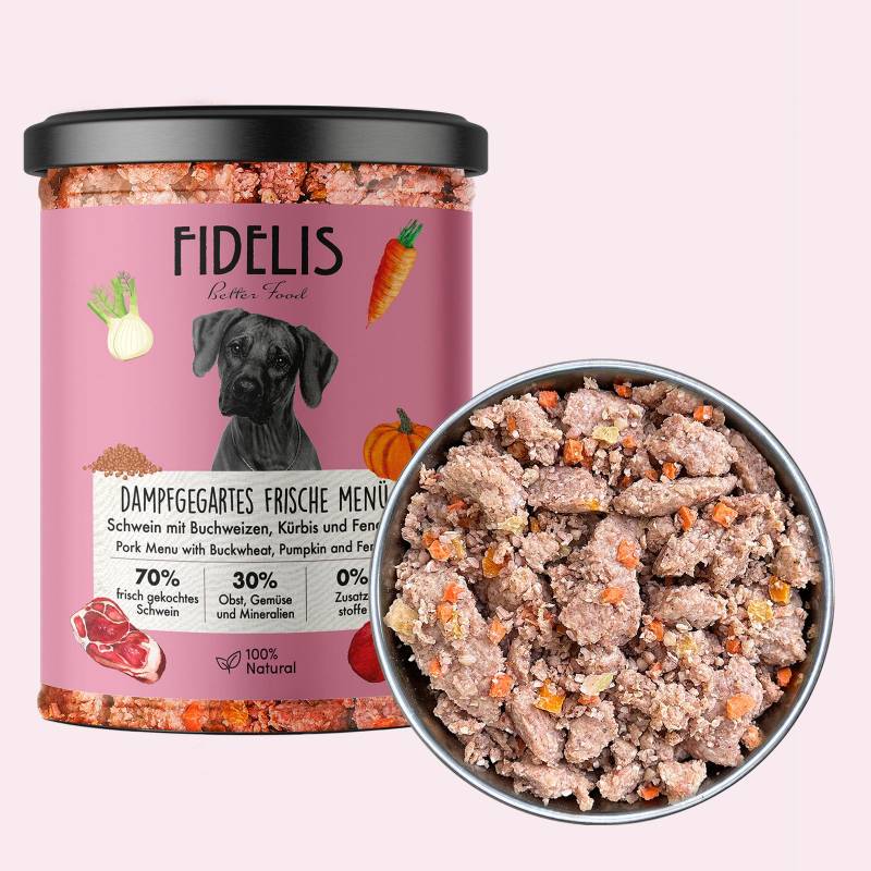 Schwein mit Buchweizen (im Glas) - Aktion - 800g von fidelis.dog