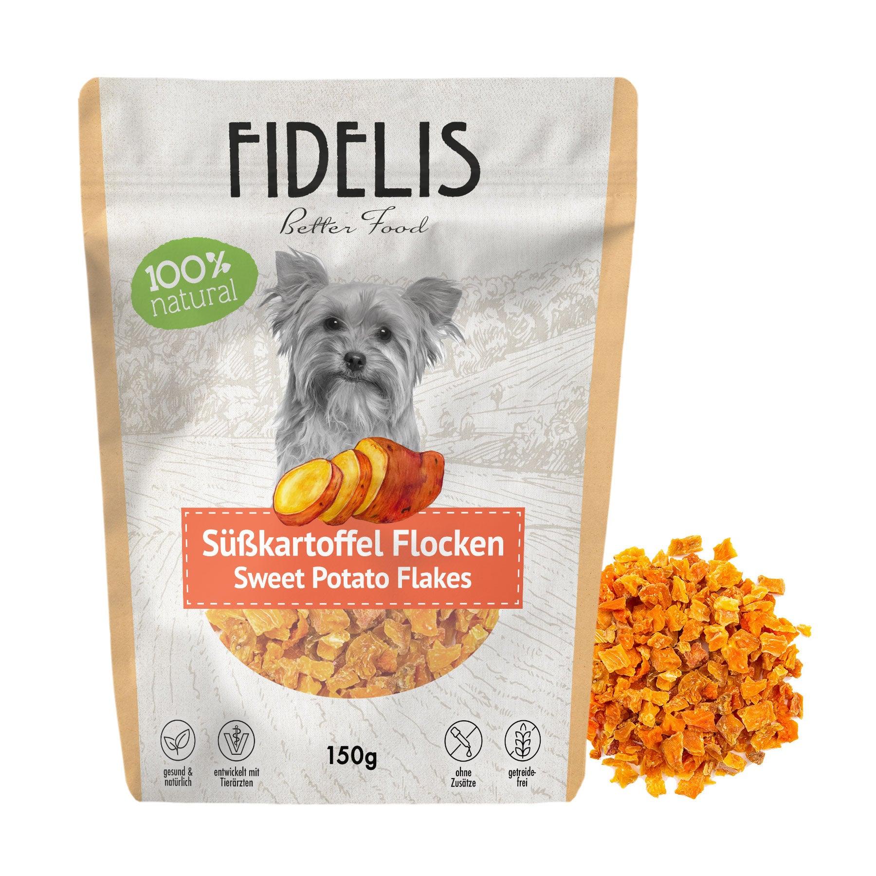 Süßkartoffel Flocken (150g) von fidelis.dog