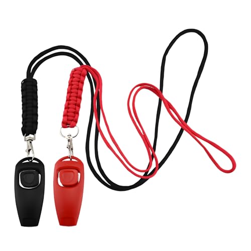 filheraze 2 Stück Rückruf Hundepfeifen, Ultraschallpfeife für Hunde, [ 2-in-1-Funktion] Profi Training Werkzeug Finger Klicker mit Pfeife, Verhaltenstrainingshilfe, Schwarz+Rot von filheraze