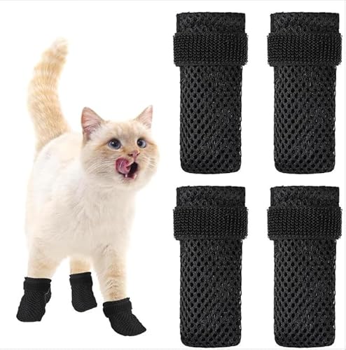 filheraze 4er-Set Kratzschutz-Söckchen für Katzen – Atmungsaktive Netzstoff-Schuhe mit verstellbarem Bund, auch für kleine bis mittelgroße Hunde geeignet – Pfoten- und Boden-Schutz (Größe M, schwarz) filheraze 4er-Set Kratzschutz-Söckchen für Katzen – Atmungsaktive Netzstoff-Schuhe mit verstellbarem Bund, auch für kleine bis mittelgroße Hunde geeignet – Pfoten- und Boden-Schutz (Größe M, schwarz) von filheraze