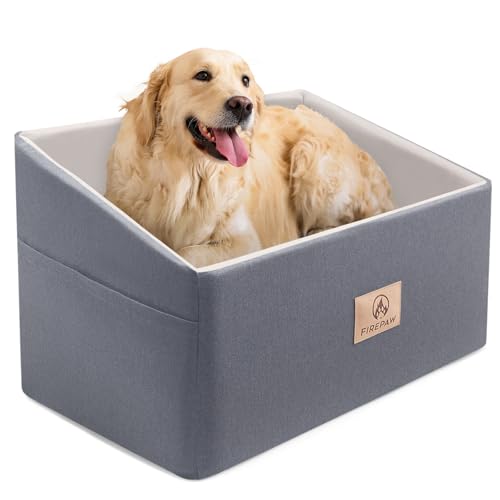 Hunde-Autositz, Haustier-Autositz für große Hunde unter 55 Lbs oder 2 kleine Welpe, abnehmbares und waschbares Hundeerhöhungssitz, Grau Reise-Hundebett mit Aufbewahrungstaschen, Car Dog Seat von PAWBOSE