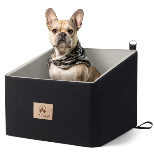 PAWBOSE Hunde Autositz, Hunde-Autobett für kleine bis mittlere Hunde, Abnehmbares und waschbares Haustier Autositz, Schwarz Hund Booster Autositz mit Hund Sicherheitsgurt, hundebett für Auto, Car Dog von PAWBOSE