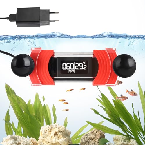 fishkeeper 2-in-1 Aquarium Thermometer Digital mit Alarm, LCD Thermometer mit TDS-Messer, Genauigkeit bis zu 0,1℃, PPM Messgerät Wasser für Süßwasser, Conductivity Meter Aquarium von fishkeeper