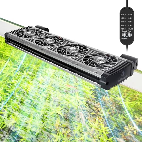 fishkeeper Aquarien Kühler, Aquarien Lüfter, Aquarium Wasserkühler, einstellbare Luftgeschwindigkeit und Timer, leiser Aquarienlüfter für Süßwasser-Salzwasser-Aquarien bis 80 cm (4 Lüfter) von fishkeeper