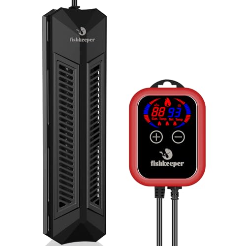 fishkeeper Aquarium Heizung, 800W Einstellbarer Temperatur Heizstab Aquarium mit LCD Display und Übertemperaturschutz, Intelligente Inverter-Temperaturregelung für 300L-800L Salzwasser Süßwasser von fishkeeper
