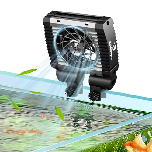 fishkeeper Aquarium-Kühlventilator – 3600 U/m, leistungsstarker Wind, leiser Aquarium-Kühlventilator, 5 Geschwindigkeiten, 3 Timer-Modi, 180° Weitwinkel, verstellbarer Aquarium-Kühler mit von fishkeeper