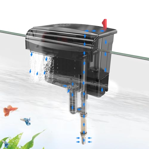 fishkeeper Aquarium Filter, Aquarium Außenfilter mit Bio-Rad-Power, Einstellbare Durchflussrate Hang on Filter Aquarium, Leise & Effiziente Aquarium Rucksackfilter mit Surface Skimmer, 8W von fishkeeper