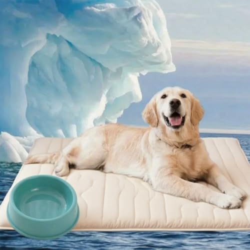 2025 Pfotenchill kühlmatte hund, Pfotenchill - Die Innovative Kühlmatte Für Hunde, Aus Kühlgewebe Wendbar, Maschinenwaschbar, selbstkühlend kühlbett Ideal für zu Hause, Reisen (Beige,M(91*58cm)) von fjaldjfu