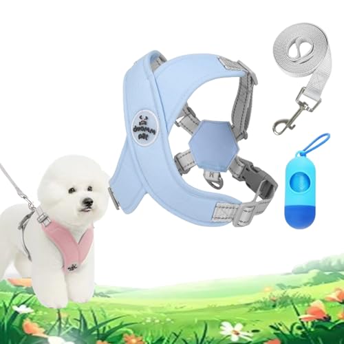 Chewie Cozy Harness, Getchewie Hunde Geschirr, X Headanti Zug hundegeschirr, 100% Breathable&Comfortable, Anti-Breakaway, Choke Free X Frame forwelpen, mittelgroße Hunde (Blue,S (8.8-15.4 LB)) von fjaldjfu