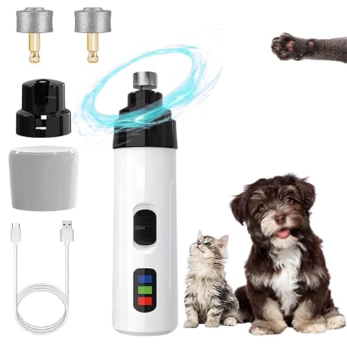 fjaldjfu KrallenSchleifer Pro Salon - Stressfreie Krallenpflege für Hunde, 2025 2-Gang – krallenschleifer für Hunde, Elektrische Krallenschere, Superleise, Wiederaufladbare (1+2 Schleifkopf) von fjaldjfu