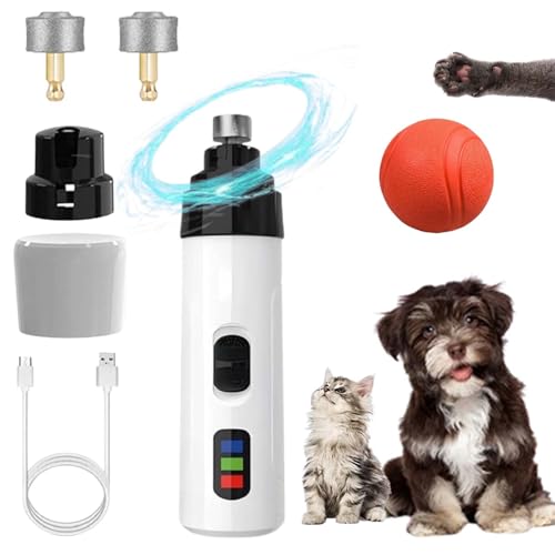 fjaldjfu KrallenSchleifer Pro Salon - Stressfreie Krallenpflege für Hunde, 2025 2-Gang – krallenschleifer für Hunde, Elektrische Krallenschere, Superleise, Wiederaufladbare (1+2 Schleifkopf +Ball) von fjaldjfu