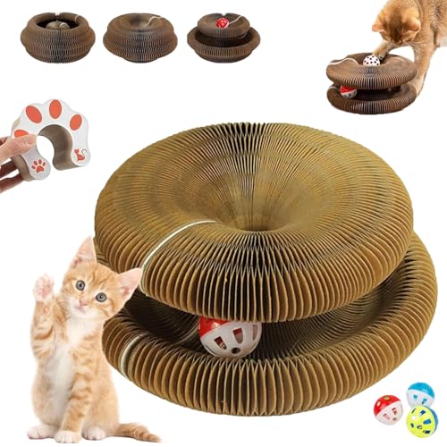 Kratzkokon für Katzen, Tragbare Pet Cat Scratch Board, Magic Katzenwirbel Katzenliebling, Foldable katzenspielzeug Intelligenz mit Ball, Zur Linderung Von Katzenangst (A) von fjaldjfu