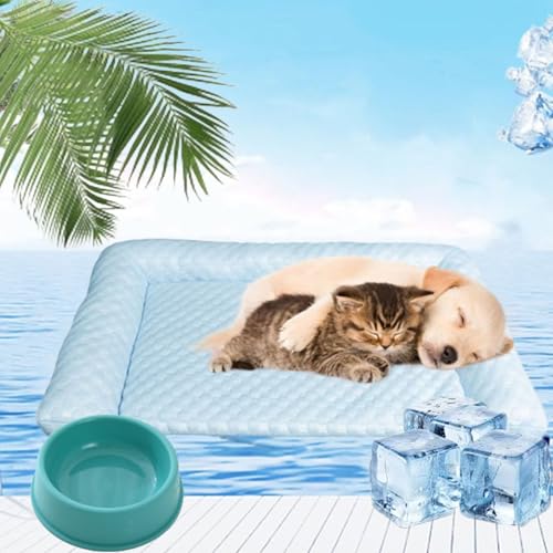 Pelsbarn HeatRelief Cooling Dog Bed, Pelzbarn Kühlendes Sofabett, Wasserdichter Couchbezug, waschbar, rutschfeste Unterseite, Hundecouchbett für Sofa, Boden, Auto (Blue,XXL(100 * 60CM)) von fjaldjfu